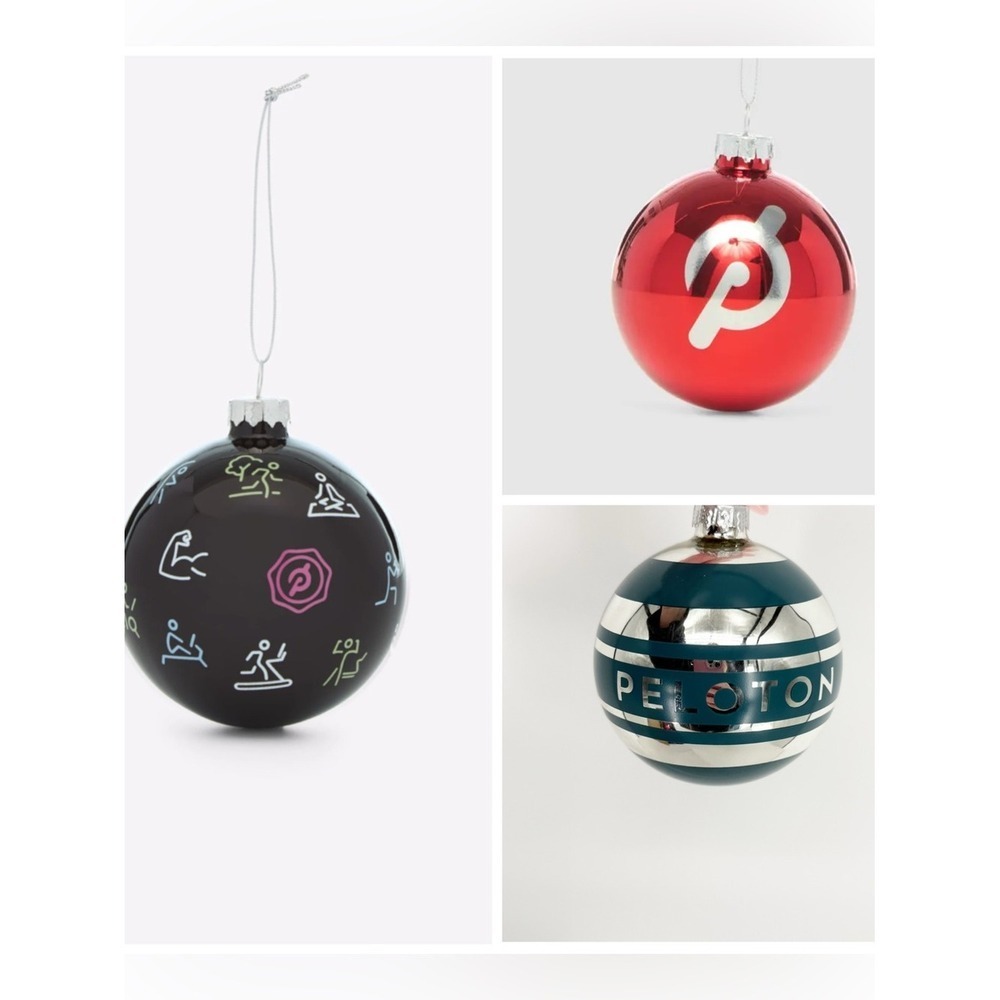 Peloton 3 Pack Glass Christmas Tree Ornaments Holiday Decor